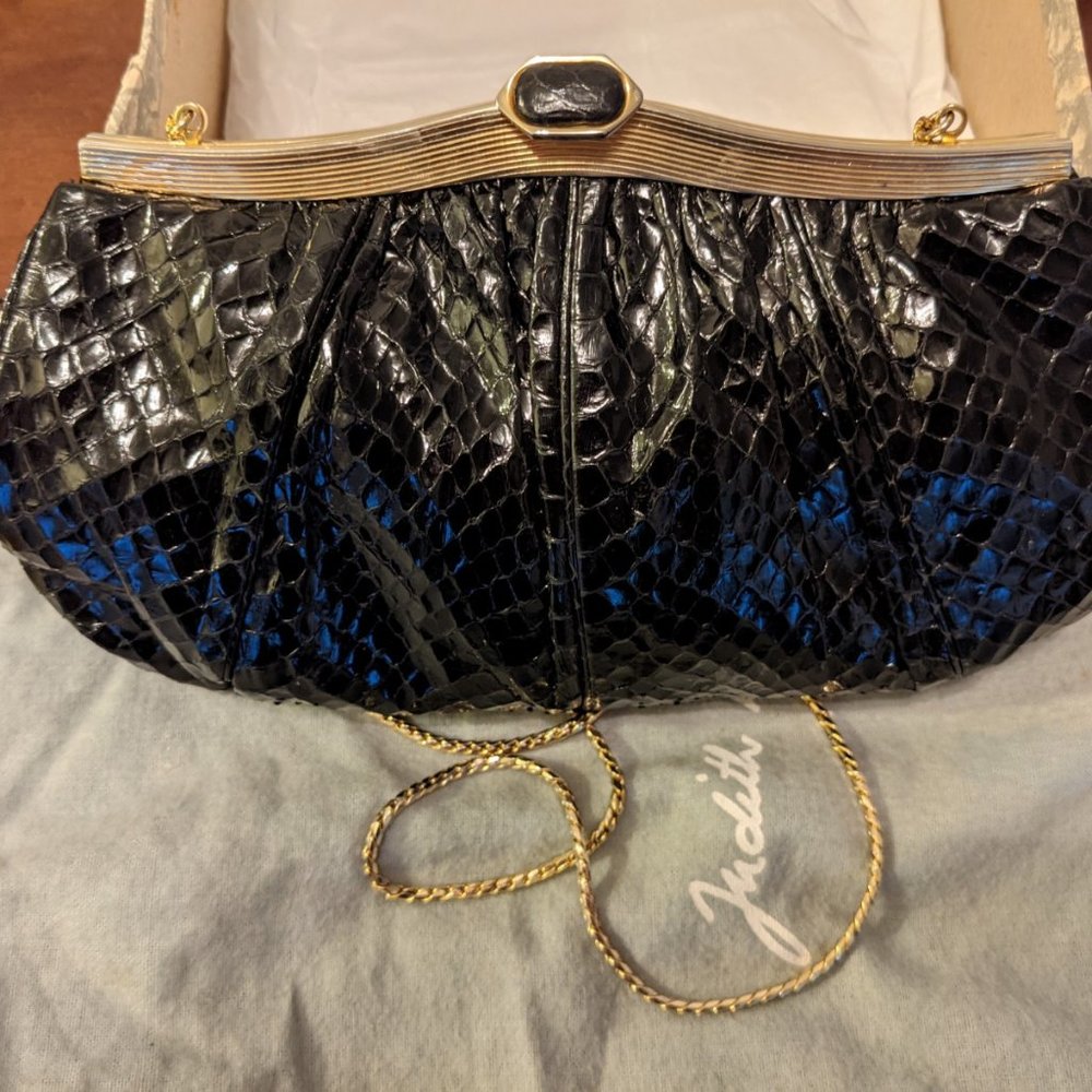 Judith Leiber Black Whipsnake Purse